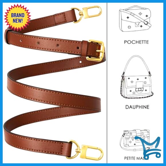 Adjustable Leather Crossbody Strap Replacement for Handbags Shoulder Bags - Picture 4 of 6